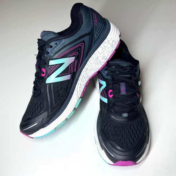 New Balance Women's 860V8 Black and Pink Running Shoes Size- 10 - Picture 3 of 10